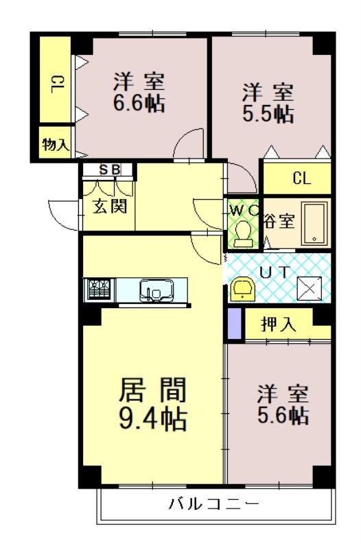 エスティ三番舘１号館B302間取図