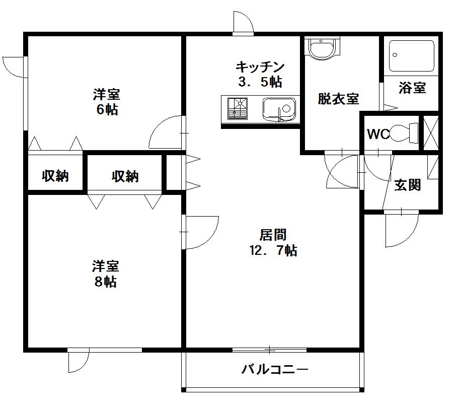 セトルかわはら201間取図