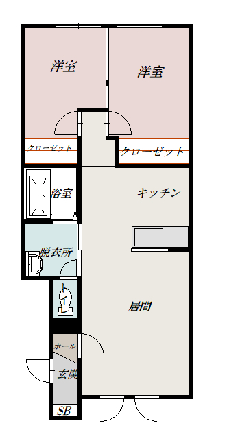 Ｅｕｋｏｔｅ　ｈｉｇａｓｈｉｋａｗａ105間取図