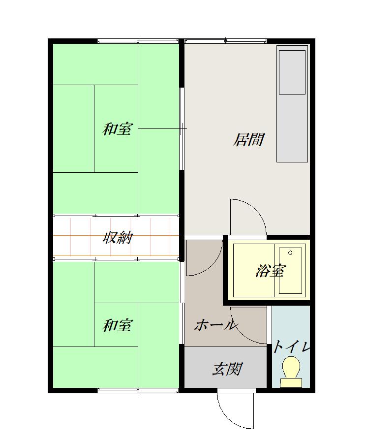 花咲コーポⅡ２０１間取図
