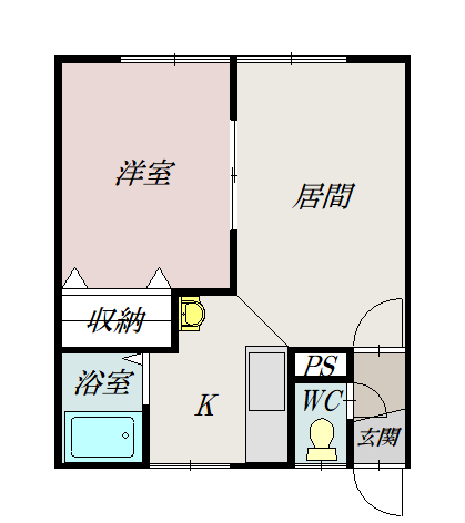 第２大橋マンション1B間取図