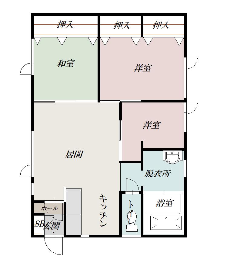 旭町１－１４借家ｚｚｚ間取図