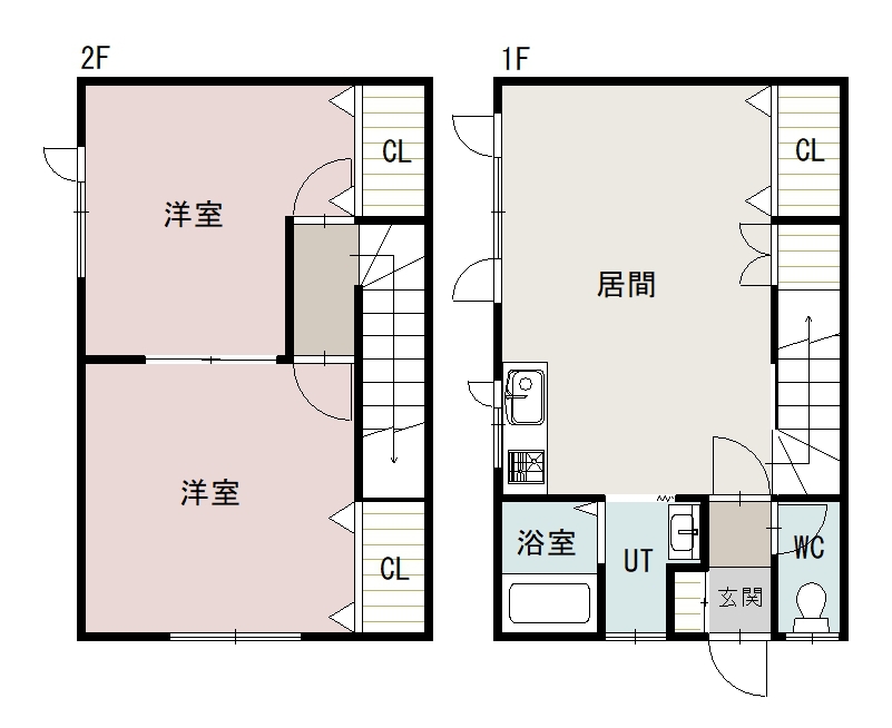 宮下通２３丁目　２戸借家左間取図