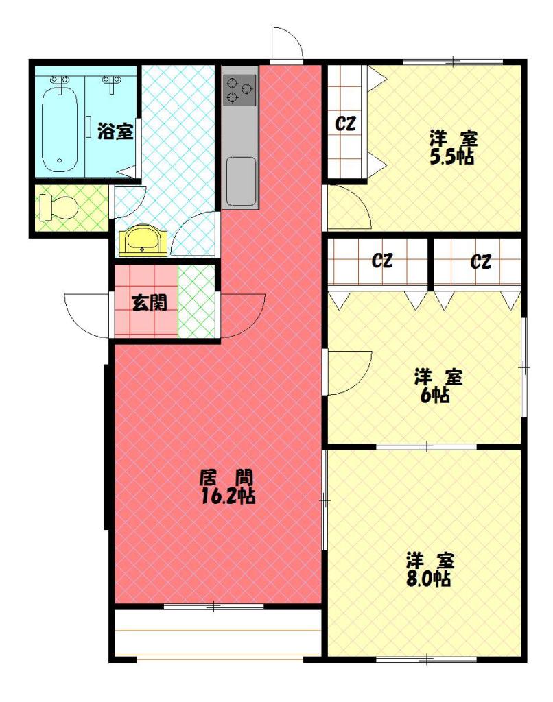 パンフイュ松葉3B間取図
