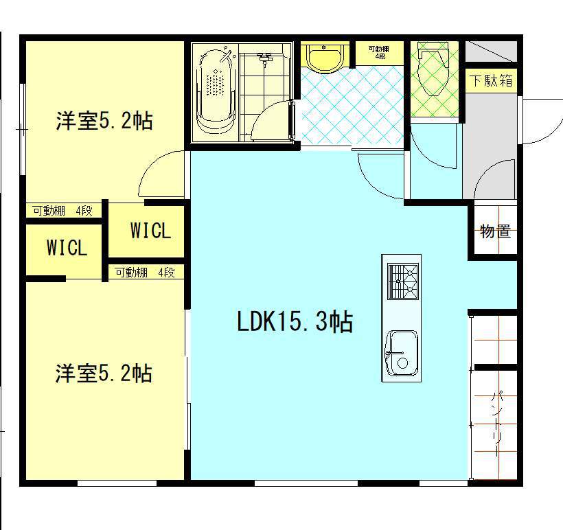ｎｏｒｆｉｎｏ　Ｌｅｓｓｏｒ２－Ａ間取図
