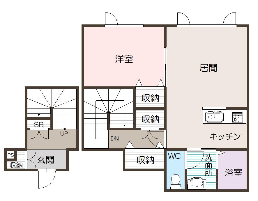 西御料１ー１　２戸借家　２Ｆ2F間取図