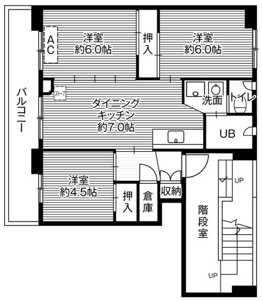 ビレッジハウス平和台２号棟0407間取図