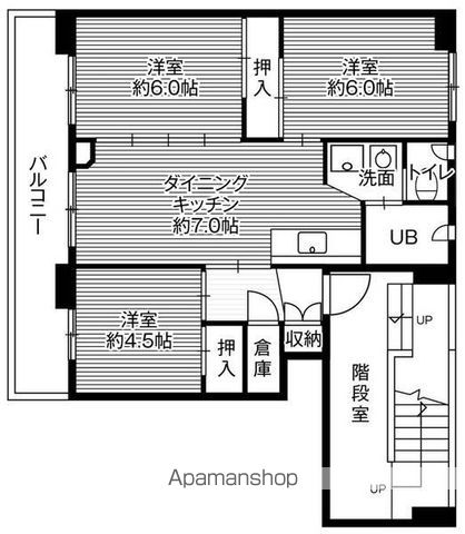ビレッジハウス平和台2号棟407間取図