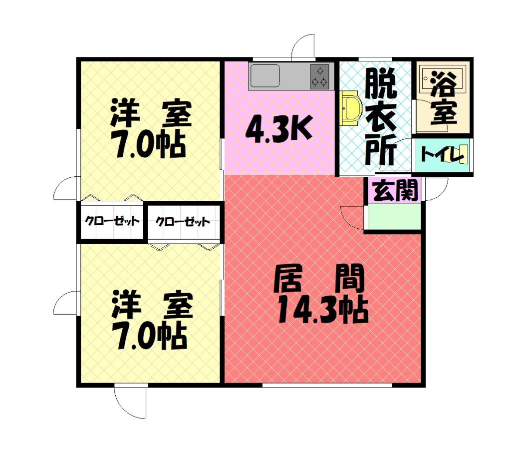 末広１－５二戸借家2F間取図