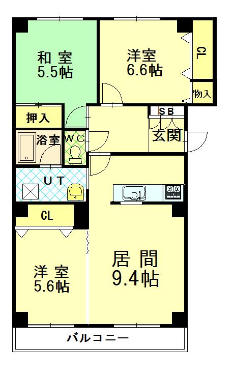 エスティ三番館２号館Ｅ２０１間取図
