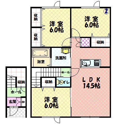 グランコーポ開本Ａ２０２間取図