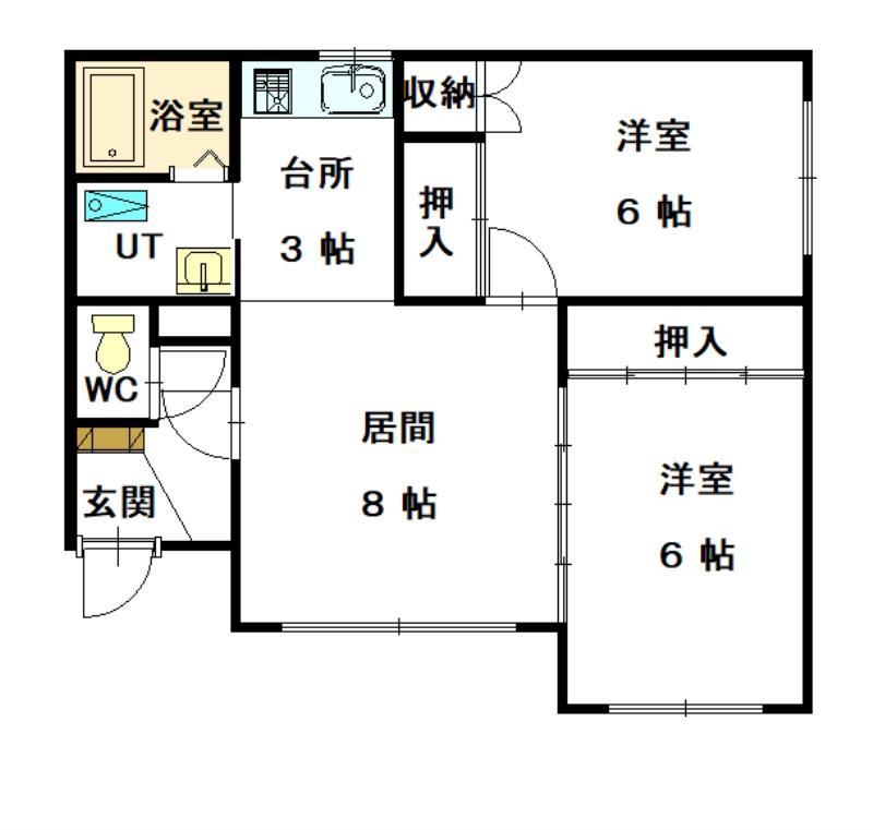 コーポなかよし１Ｄ間取図
