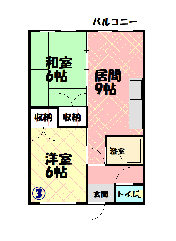 マンションヤマダＡ203間取図