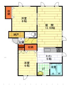 絆ハイツＢ２０２間取図