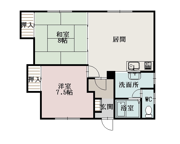 富岡コーポ２０２間取図