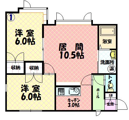 ハイツ来夢来人Ⅱ１０１間取図