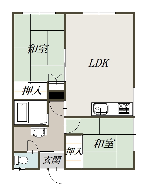 本間マンションＢ１階右間取図