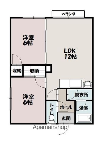 大川マンションＢ201間取図