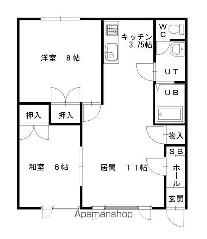 きたのハイツ２０３間取図
